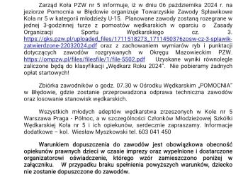 Towarzyskie Zawody Spławikowe U15